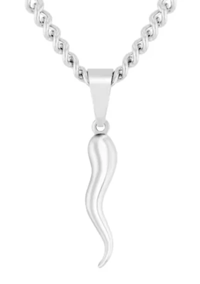 Men's Stainless Steel High Polish Italian Horn Pendant