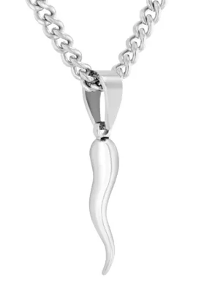 Men's Stainless Steel High Polish Italian Horn Pendant