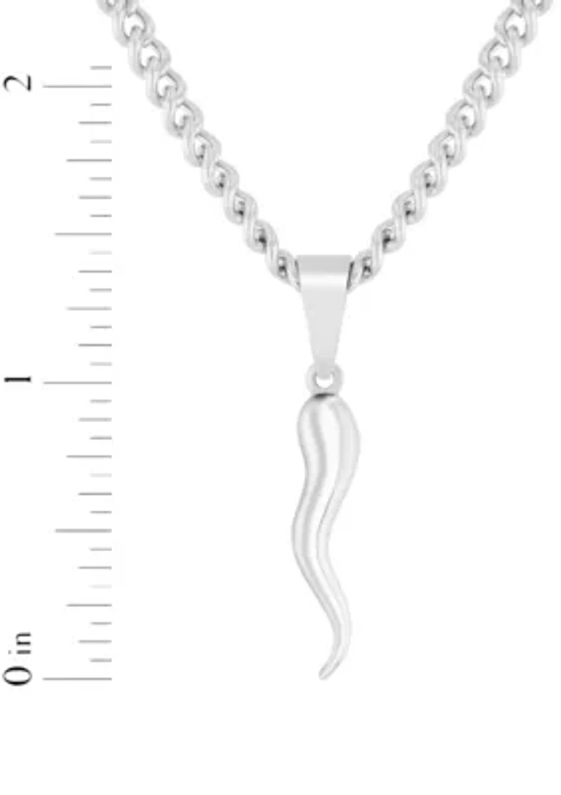 Men's Stainless Steel High Polish Italian Horn Pendant