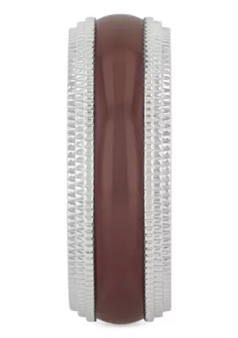 Brown Milgrain 8mm Band in Two-tone Stainless Steel