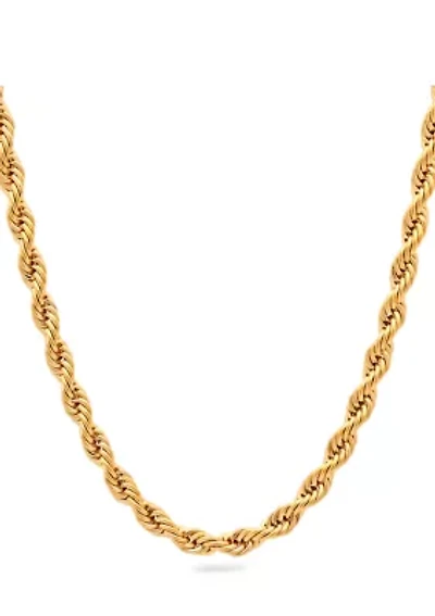 Men's Rope Link Chain Necklace in Stainless Steel