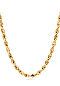 Men's Rope Link Chain Necklace in Stainless Steel
