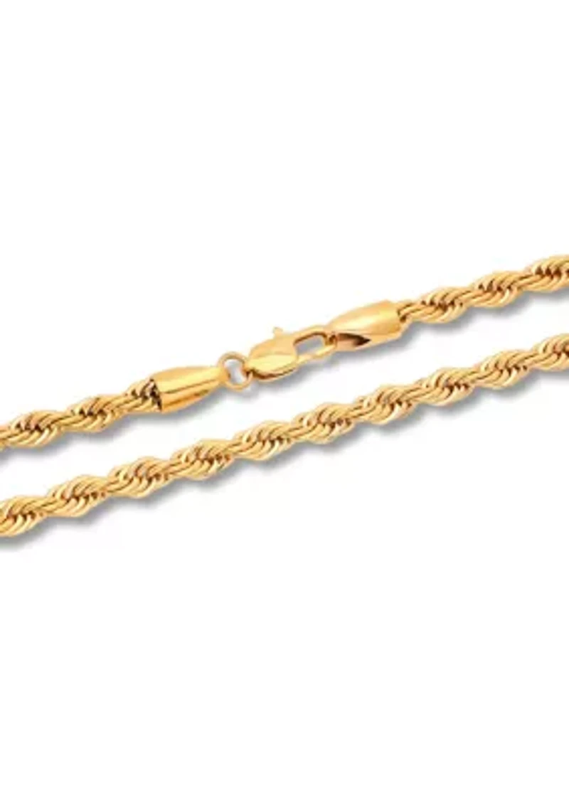 Men's Rope Link Chain Necklace in Stainless Steel