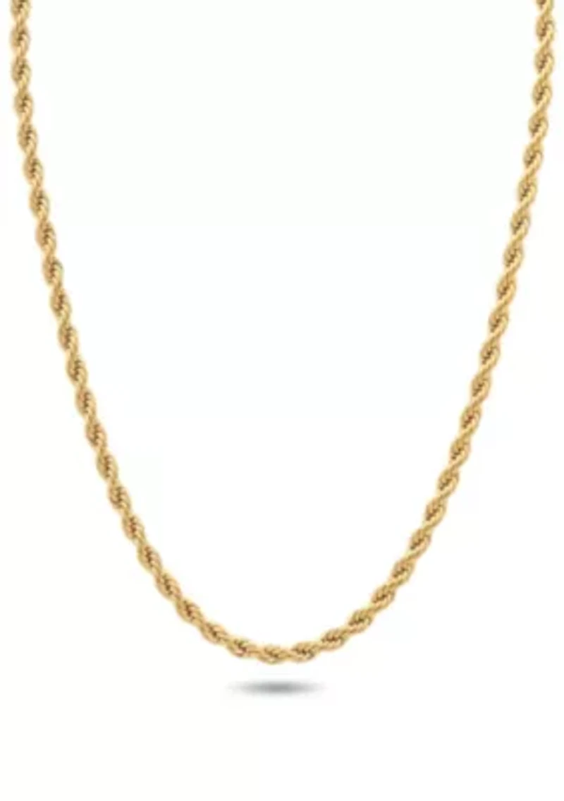 Men's Stainless Steel Yellow Finish 24" Rope Chain