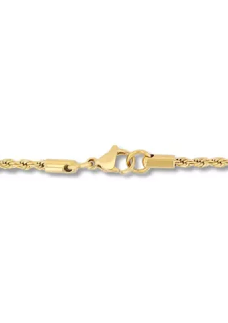 Men's Stainless Steel Yellow Finish 24" Rope Chain