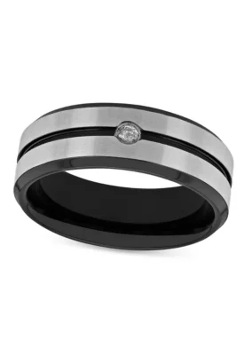0.05 c.t. Diamond Stripe 8mm Band in Stainless Steel