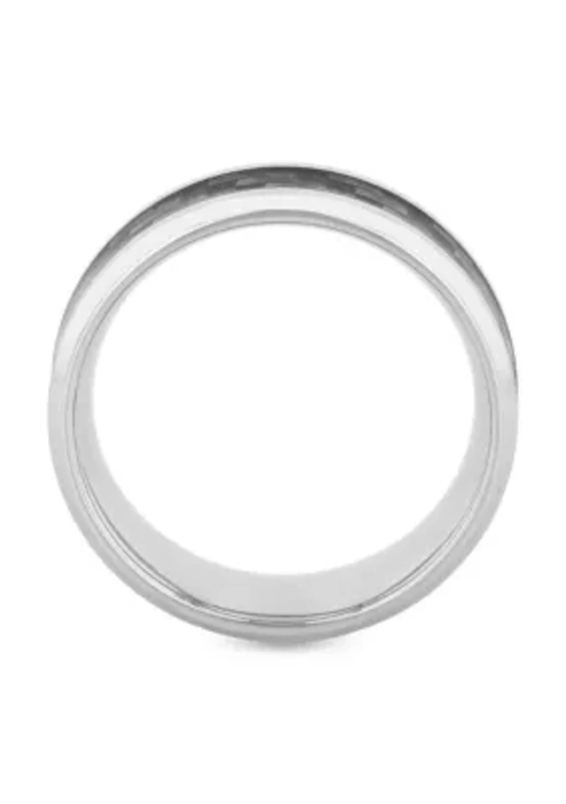 Patterned Inlay Step Edge 8mm Band in Two-tone Stainless Steel