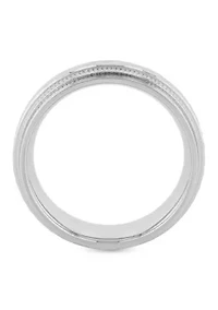 Wave Center Milgrain 8mm Band in Stainless Steel
