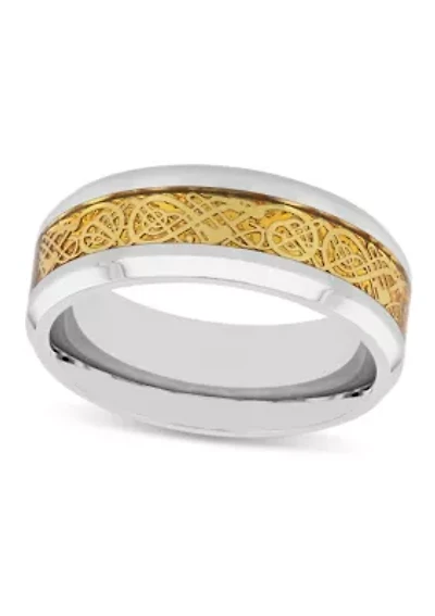 Gold-tone Inlay 8mm Band in Stainless Steel