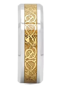 Gold-tone Inlay 8mm Band in Stainless Steel