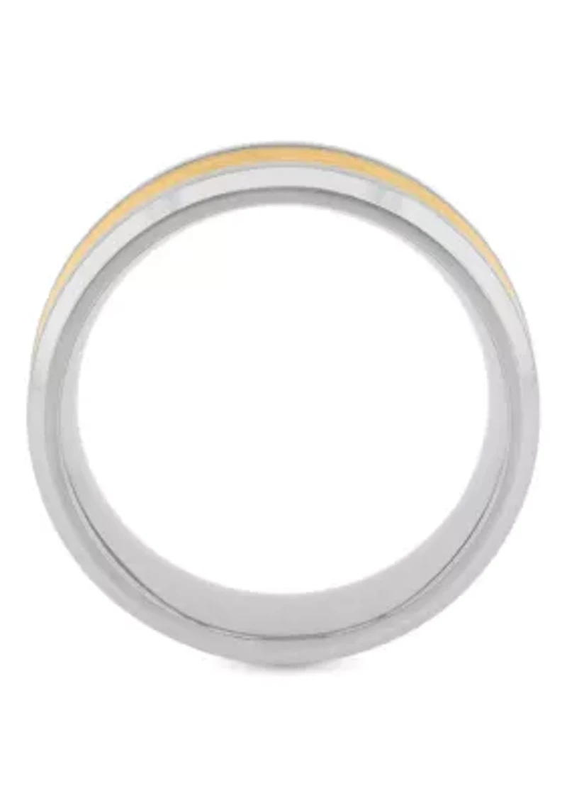 Gold-tone Inlay 8mm Band in Stainless Steel