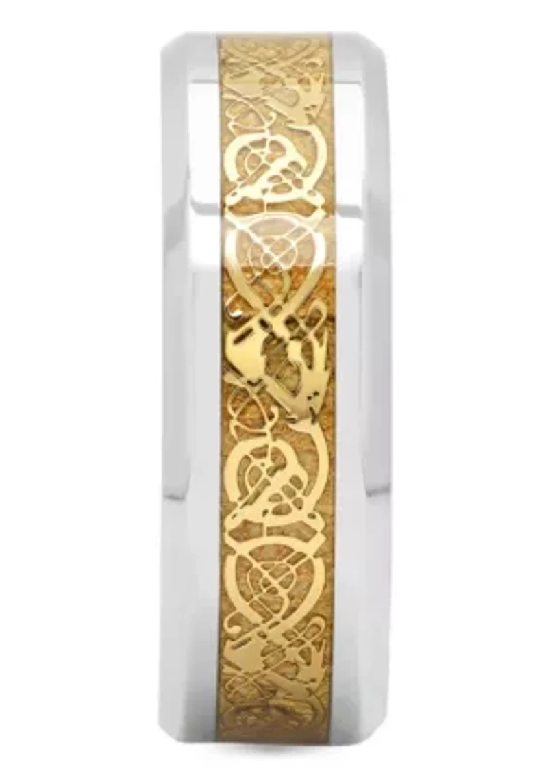 Gold-tone Inlay 8mm Band in Stainless Steel