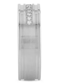 0.12 c.t.t.w. Channel 7mm Band in Stainless Steel