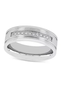 0.12 c.t.t.w. Channel 7mm Band in Stainless Steel