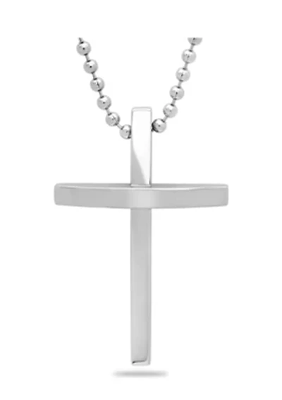 Light Cross Pendant Necklace in Stainless Steel