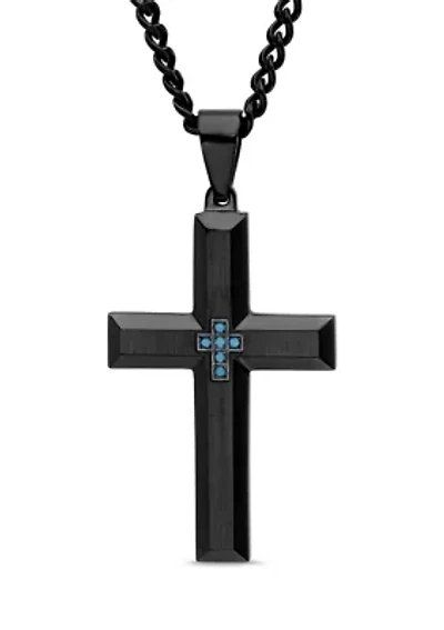 1/20CTW Blue Diamond Stainless Steel with Black Finish Pendant