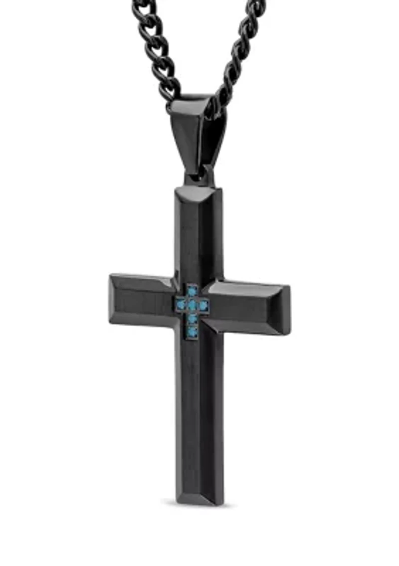 1/20CTW Blue Diamond Stainless Steel with Black Finish Pendant