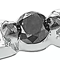 1/10 ct. t.w. Black Diamond and White Band Ring 14K Gold