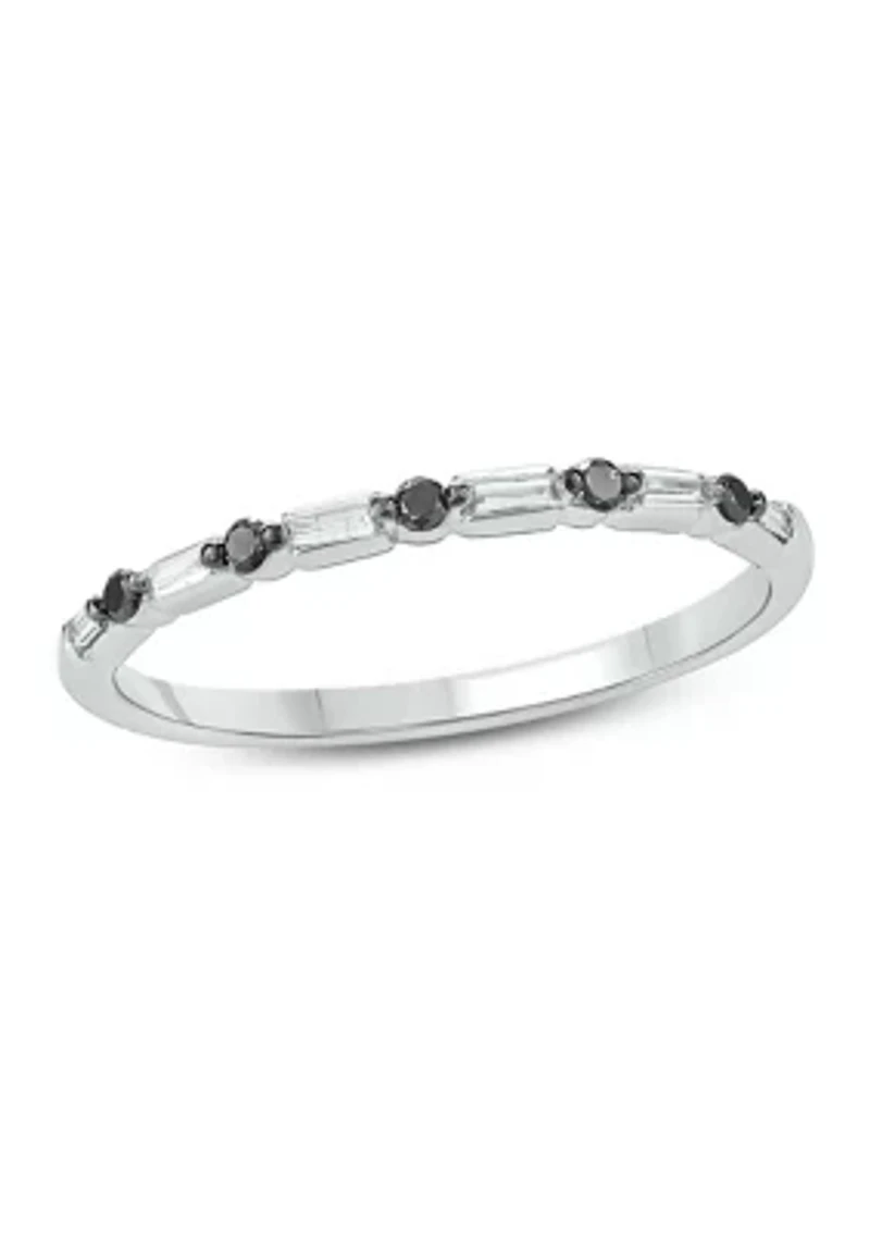 1/10 ct. t.w. Black Diamond and White Band Ring 14K Gold