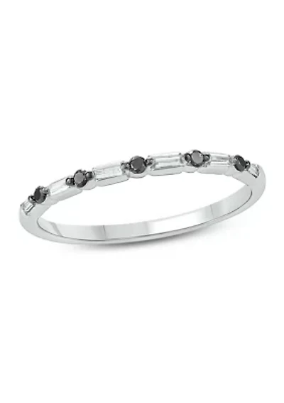 1/10 ct. t.w. Black Diamond and White Band Ring 14K Gold
