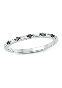 1/10 ct. t.w. Black Diamond and White Band Ring 14K Gold