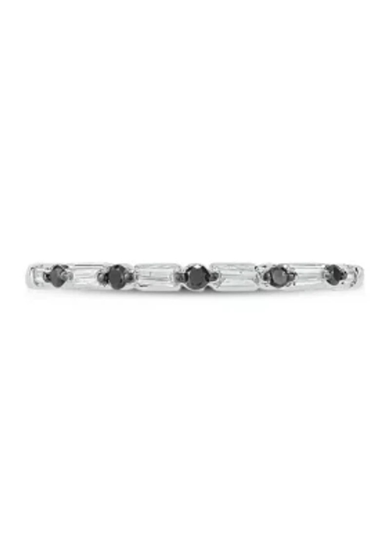 1/10 ct. t.w. Black Diamond and White Band Ring 14K Gold