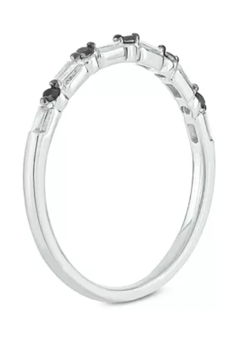1/10 ct. t.w. Black Diamond and White Band Ring 14K Gold