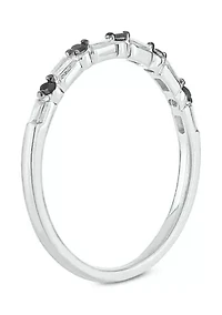 1/10 ct. t.w. Black Diamond and White Band Ring 14K Gold