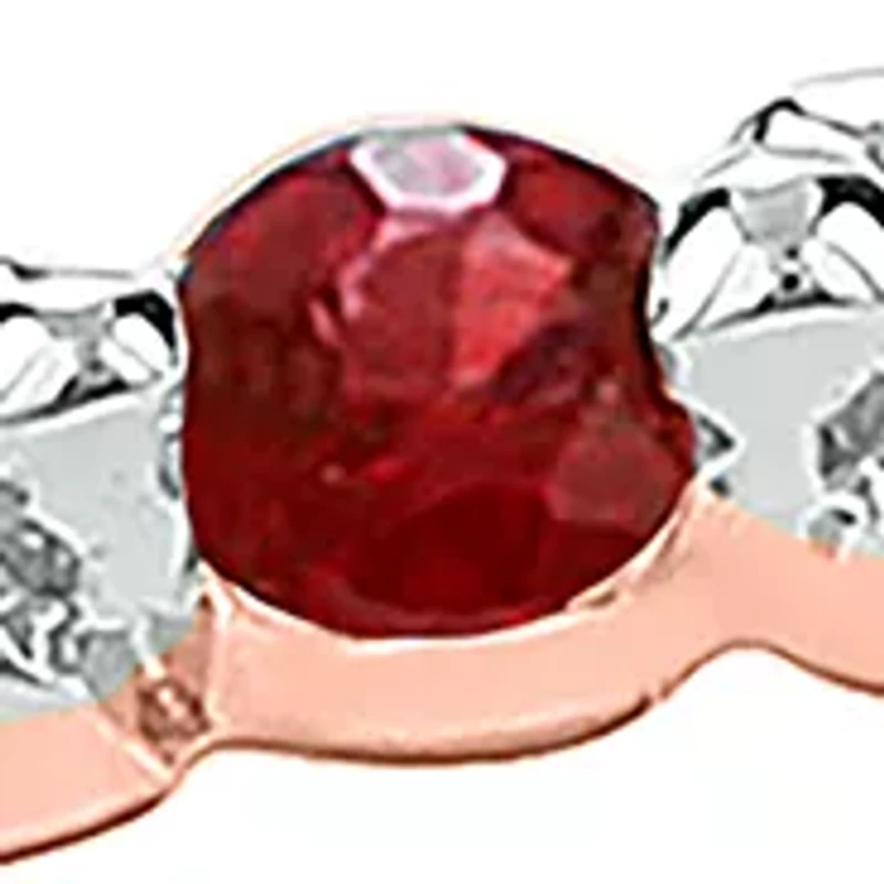 1/10 ct. t.w. Ruby and 0.06 White Diamond Band Ring 14K Rose Gold