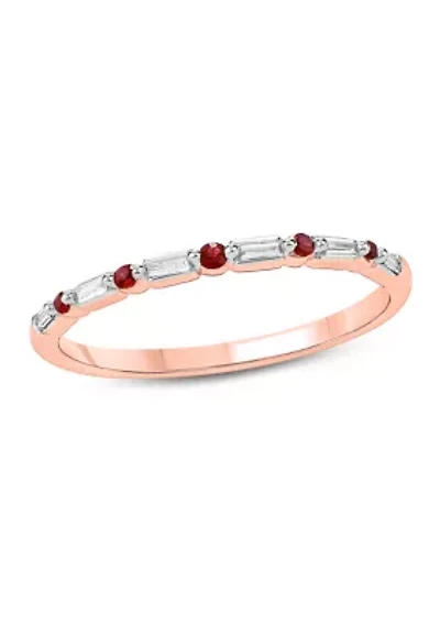 1/10 ct. t.w. Ruby and 0.06 White Diamond Band Ring 14K Rose Gold