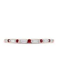 1/10 ct. t.w. Ruby and 0.06 White Diamond Band Ring 14K Rose Gold