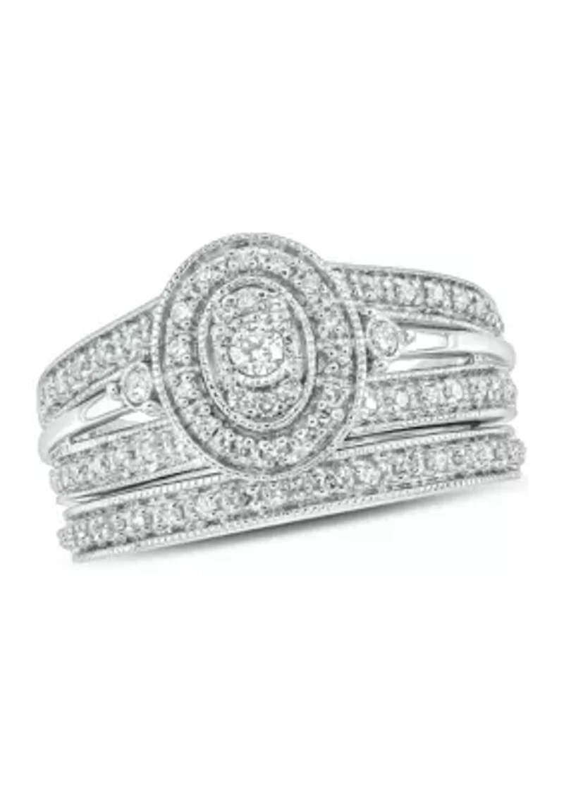 3/8 ct. t.w. Diamond Bridal Ring Sterling Silver