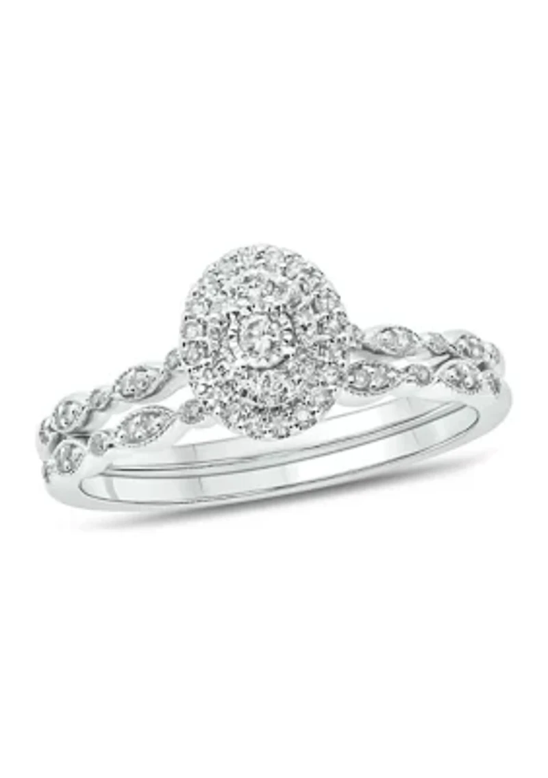 1/4 ct. t.w.Diamond Bridal Wedding Ring Set 925 Sterling Silver