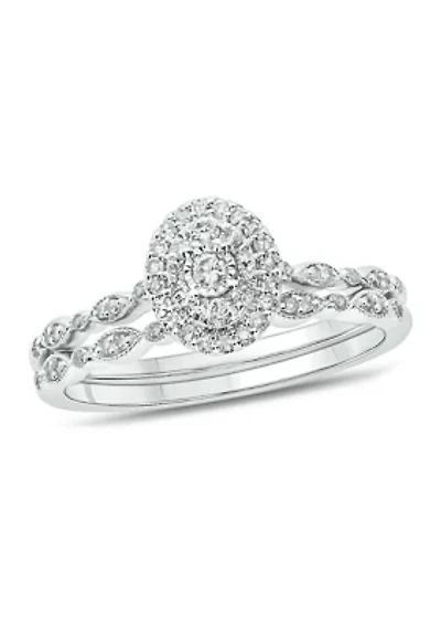 1/4 ct. t.w.Diamond Bridal Wedding Ring Set 925 Sterling Silver