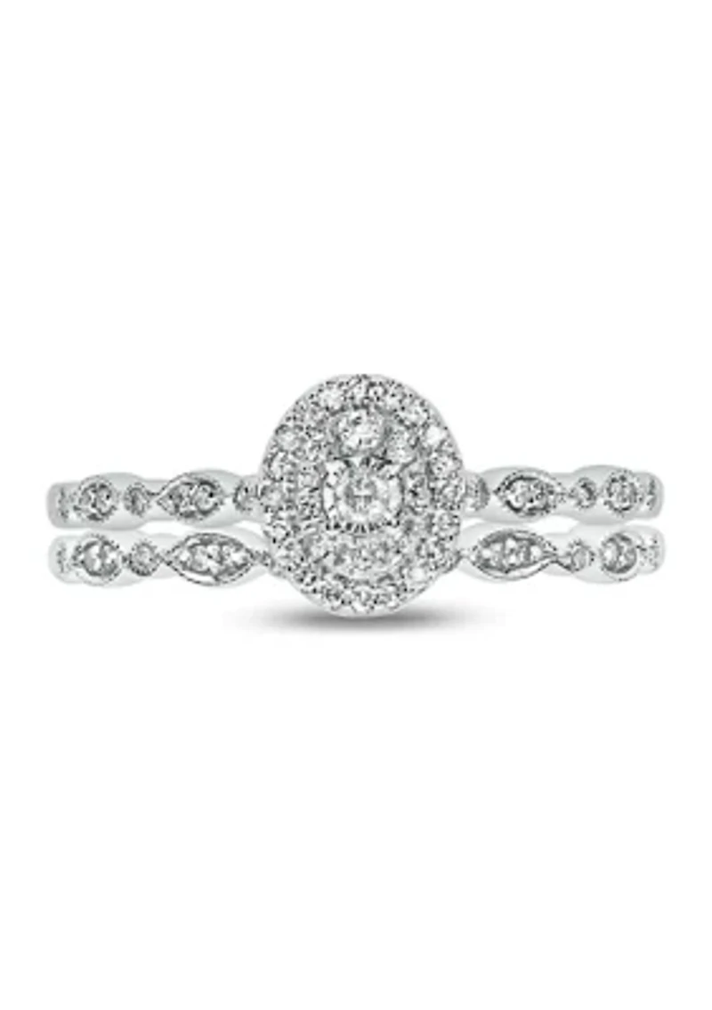 1/4 ct. t.w.Diamond Bridal Wedding Ring Set 925 Sterling Silver