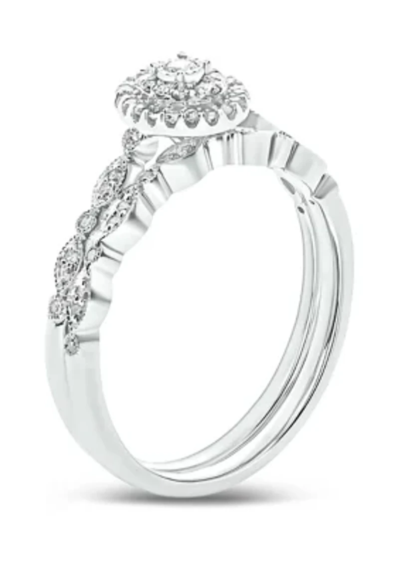1/4 ct. t.w.Diamond Bridal Wedding Ring Set 925 Sterling Silver