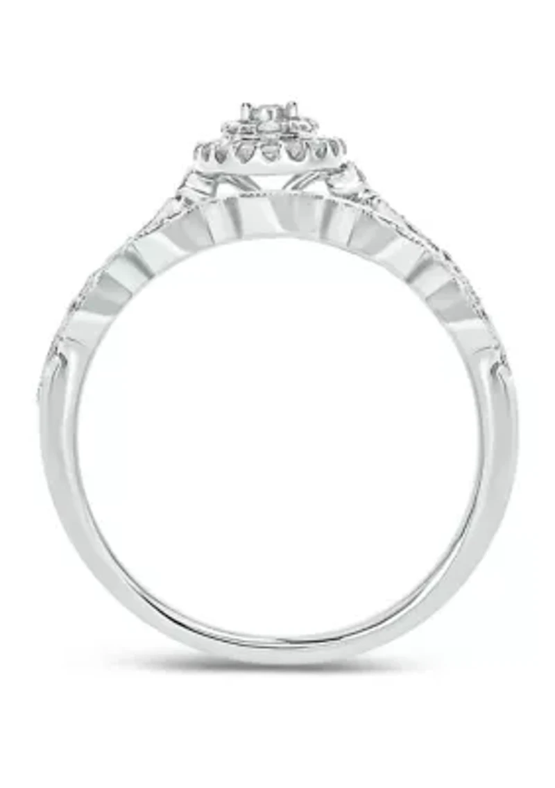 1/4 ct. t.w.Diamond Bridal Wedding Ring Set 925 Sterling Silver