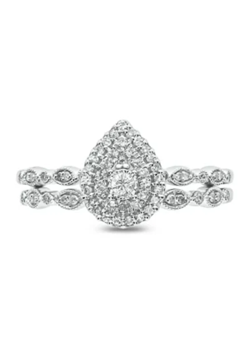 1/4 ct. t.w. Diamond Bridal Wedding Ring Set 925 Sterling Silver