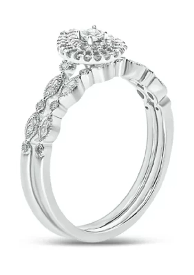 1/4 ct. t.w. Diamond Bridal Wedding Ring Set 925 Sterling Silver