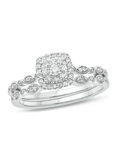 1/4 ct. t.w. Diamond Bridal Wedding Ring Set 925 Sterling Silver