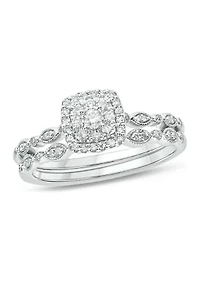 1/4 ct. t.w. Diamond Bridal Wedding Ring Set 925 Sterling Silver