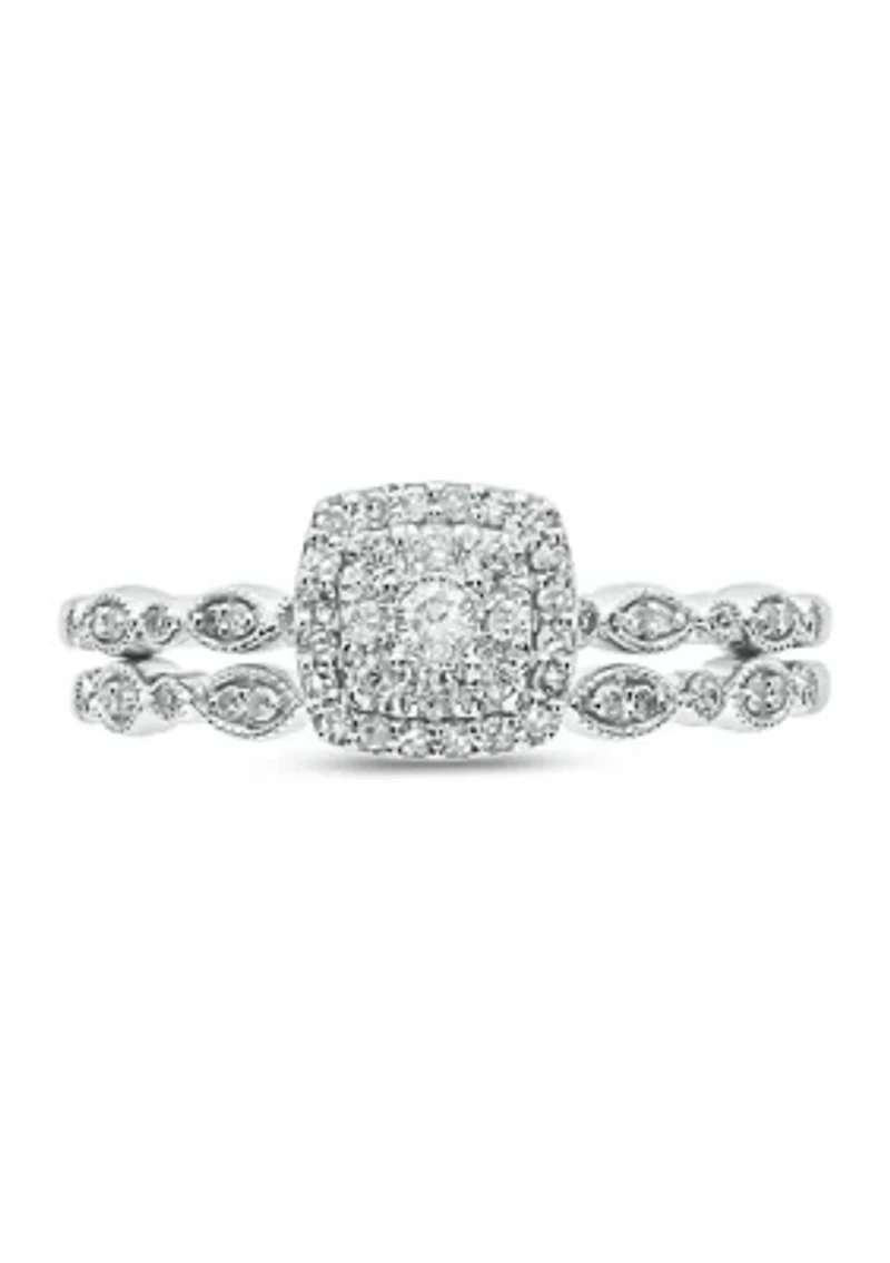 1/4 ct. t.w. Diamond Bridal Wedding Ring Set 925 Sterling Silver