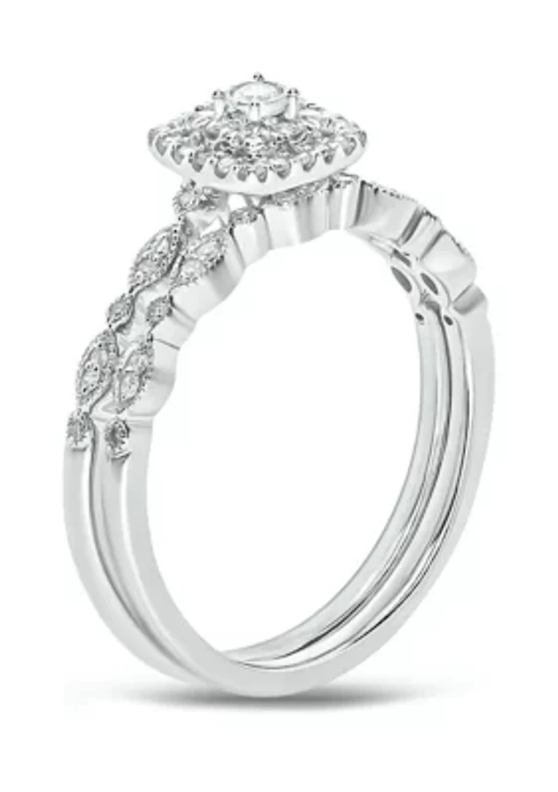 1/4 ct. t.w. Diamond Bridal Wedding Ring Set 925 Sterling Silver