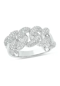 1 ct. t.w. Diamond Cuban Band Ring Sterling Silver