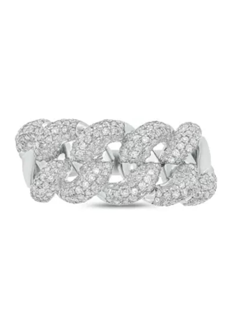 1 ct. t.w. Diamond Cuban Band Ring Sterling Silver