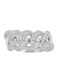1 ct. t.w. Diamond Cuban Band Ring Sterling Silver