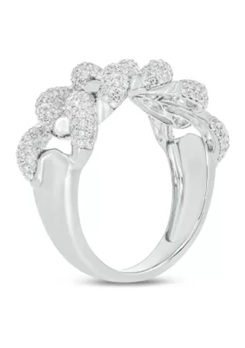 1 ct. t.w. Diamond Cuban Band Ring Sterling Silver