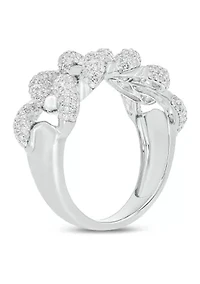 1 ct. t.w. Diamond Cuban Band Ring Sterling Silver