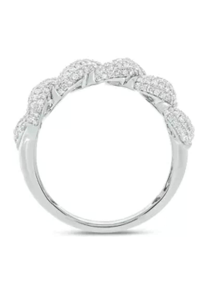 1 ct. t.w. Diamond Cuban Band Ring Sterling Silver