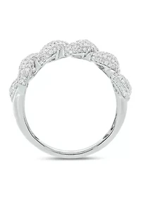 1 ct. t.w. Diamond Cuban Band Ring Sterling Silver